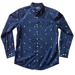 Men’s CLUB ROOM Navy Blue Party Long Sleeve Button Top - Size SM